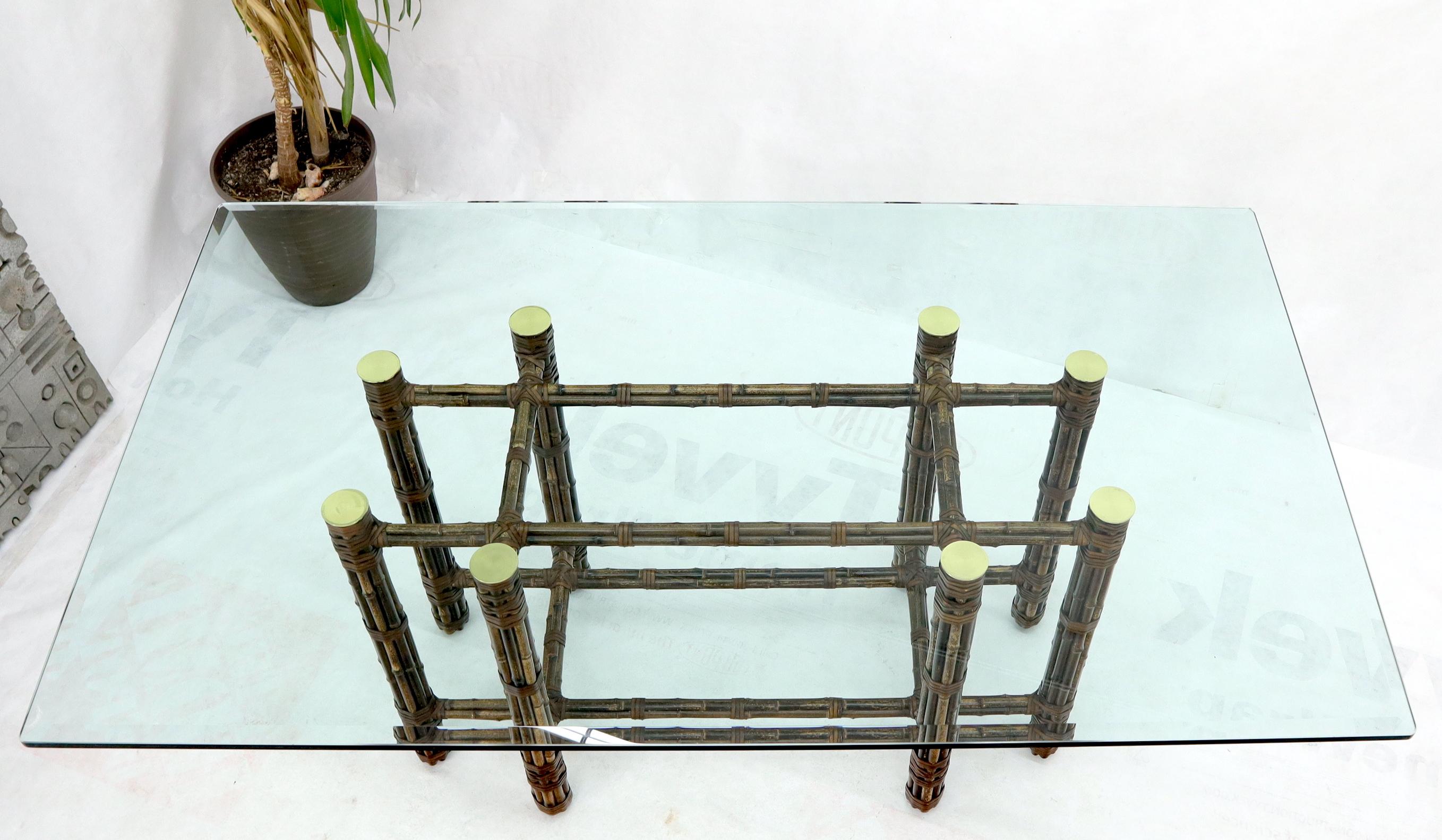 bamboo base glass dining table