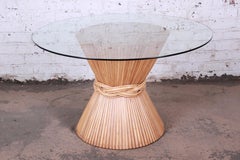 McGuire Sheaf of Wheat Bamboo Pedestal Dining Table