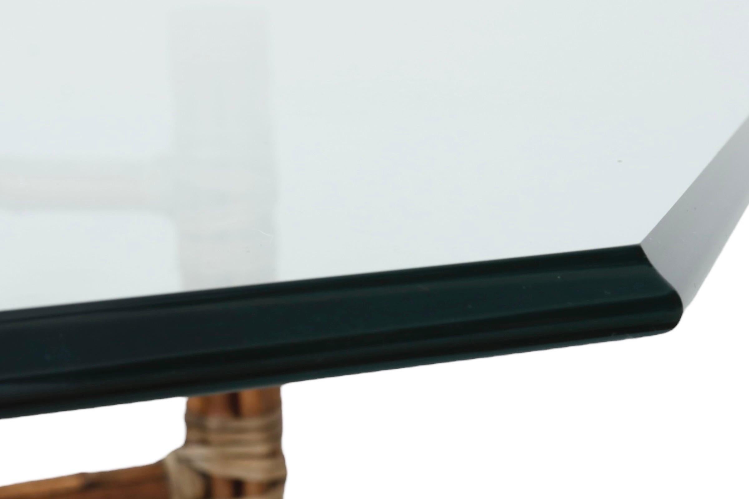 McGuire Bamboo Rattan & Glass Square Dining Table 2