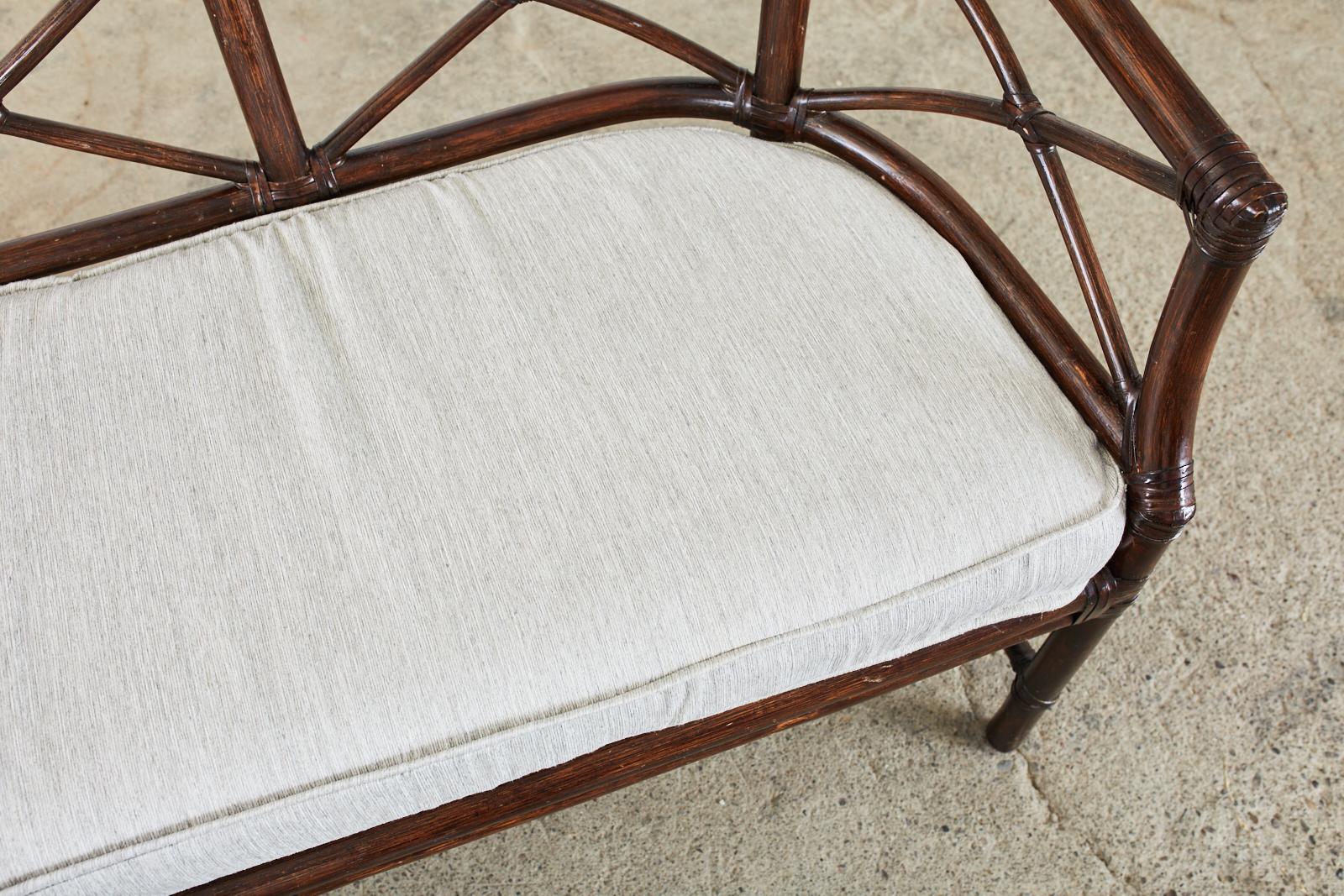 McGuire Bamboo Rattan Organic Modern Gondola Settee Bench In Good Condition In Rio Vista, CA