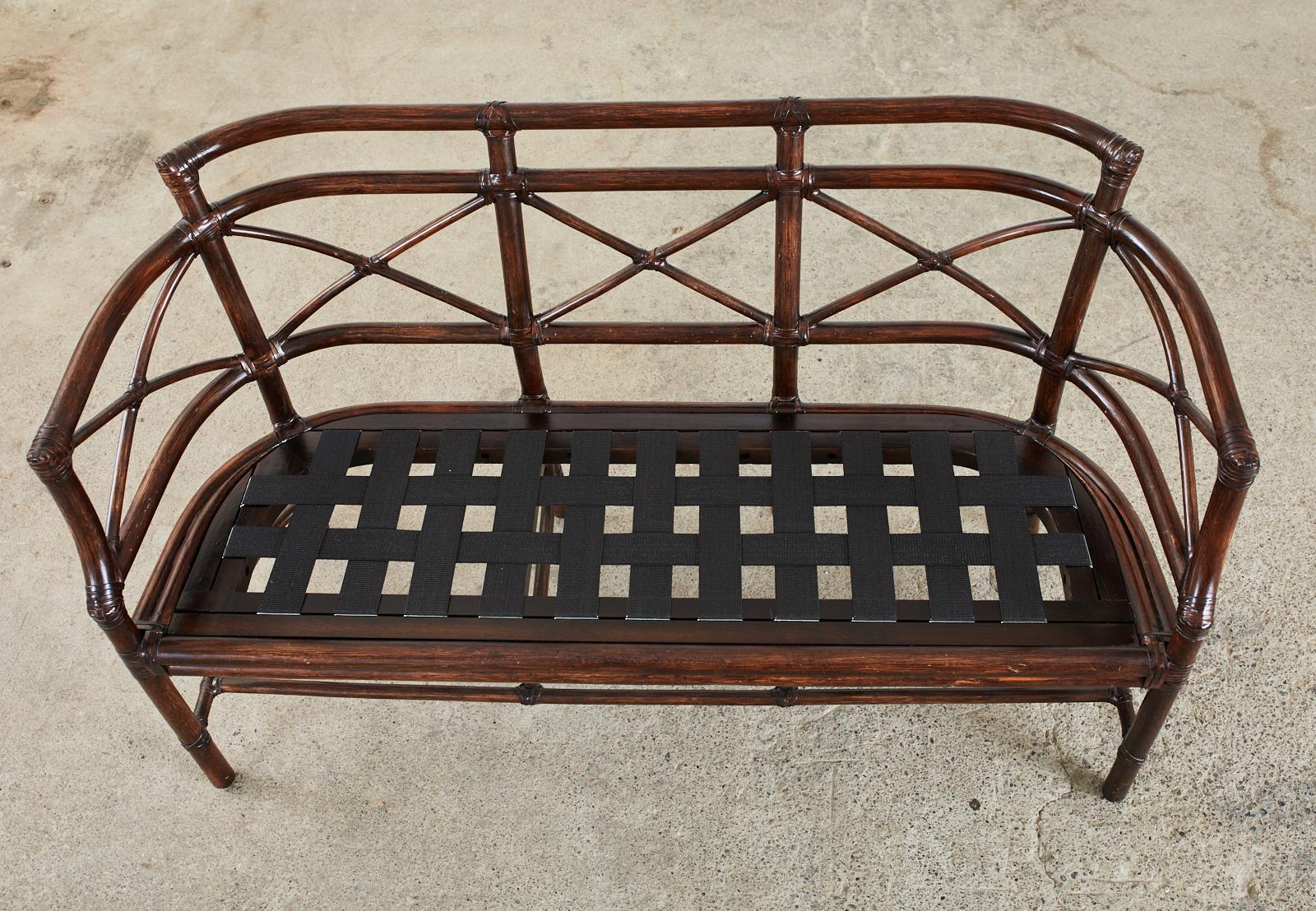 Wood McGuire Bamboo Rattan Organic Modern Gondola Settee Bench