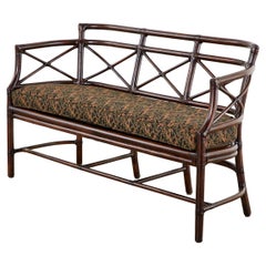 McGuire Bamboo Rattan Organic Modern Gondola Settee Bench