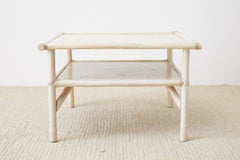 McGuire Bamboo Rattan Two-Tier Cerused Cocktail Table