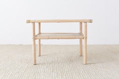 McGuire Bamboo Rattan Two-Tier Cerused Side Table