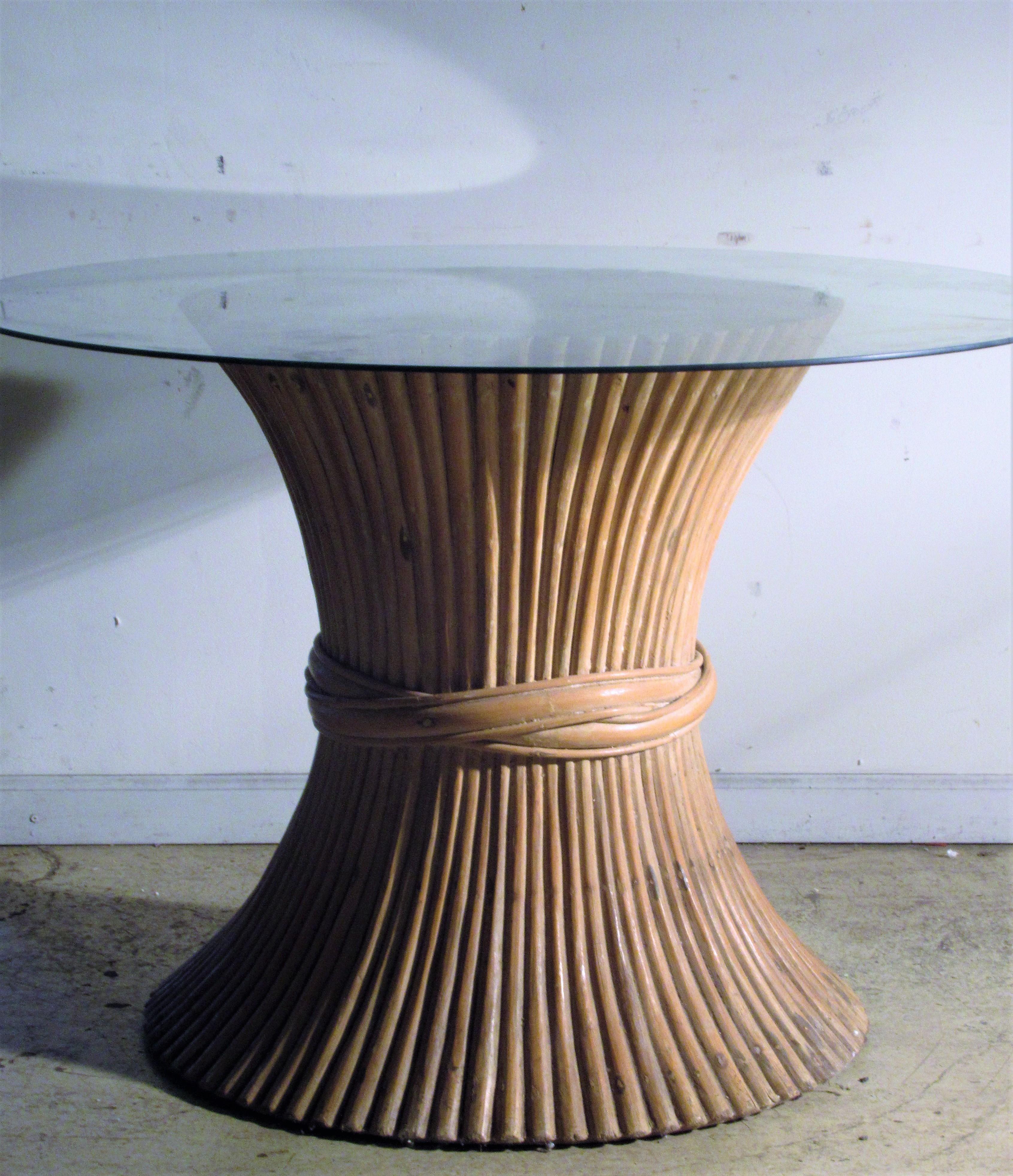 Mcguire Bamboo Sheaf of Wheat Dining Table  5