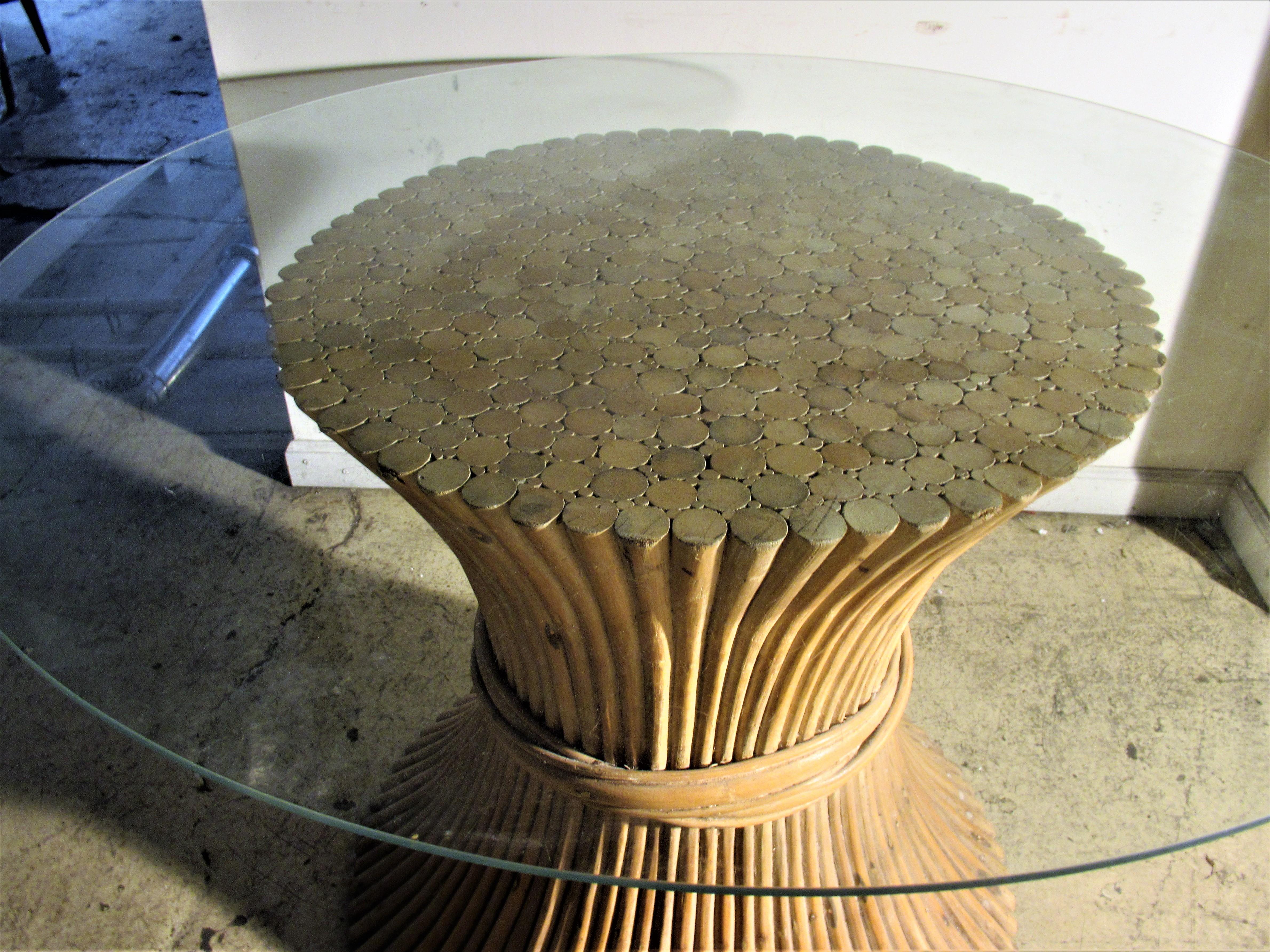 Mcguire Bamboo Sheaf of Wheat Dining Table 6