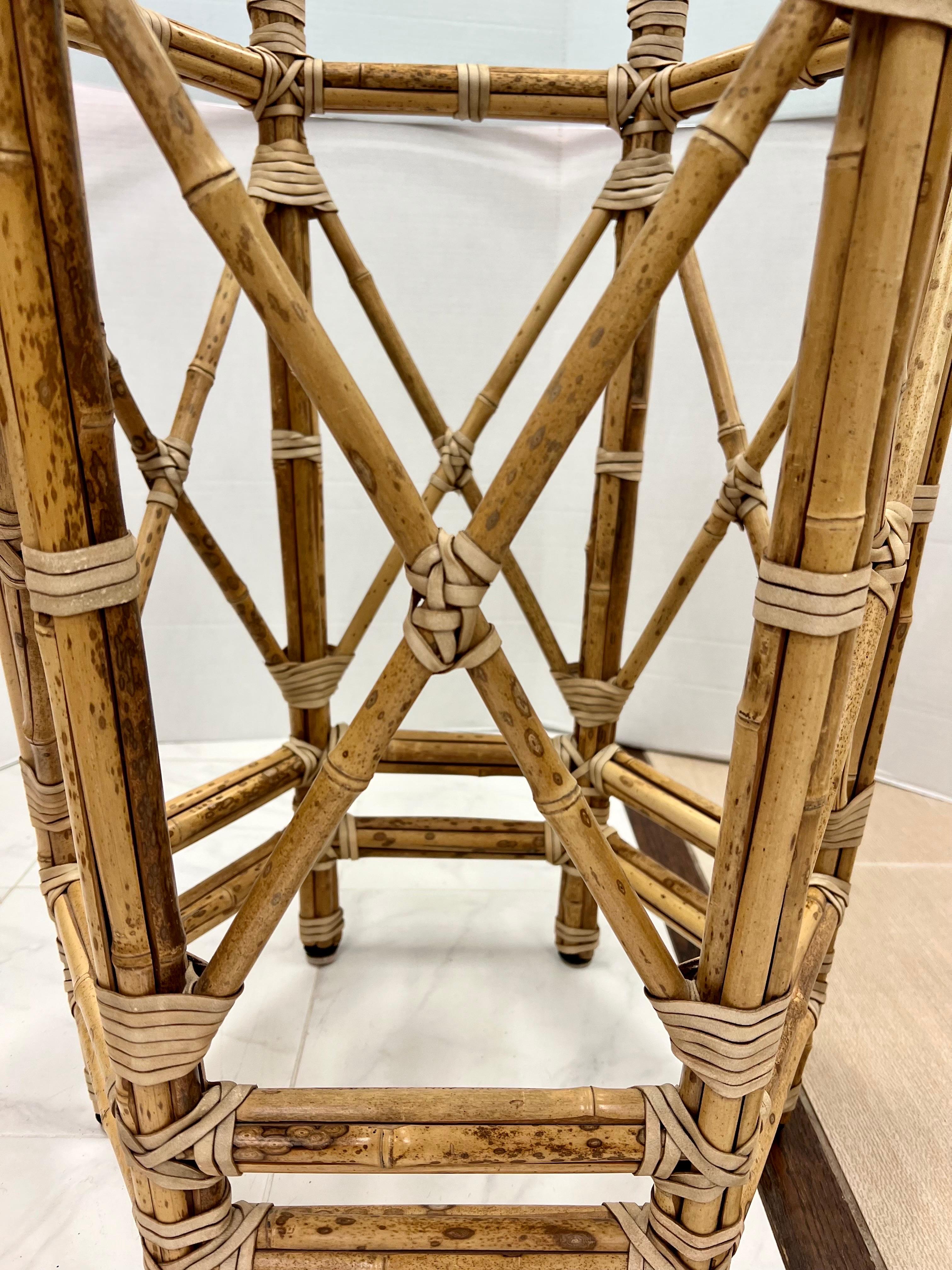 Late 20th Century McGuire Bamboo Table with Steel Supports and Glass Top