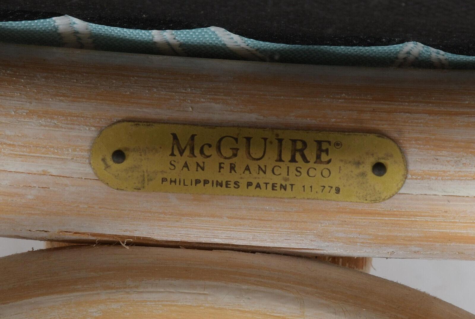 Fauteuils de salle à manger McGuire Bent Rattan Looping Back, un ensemble de quatre en vente 11
