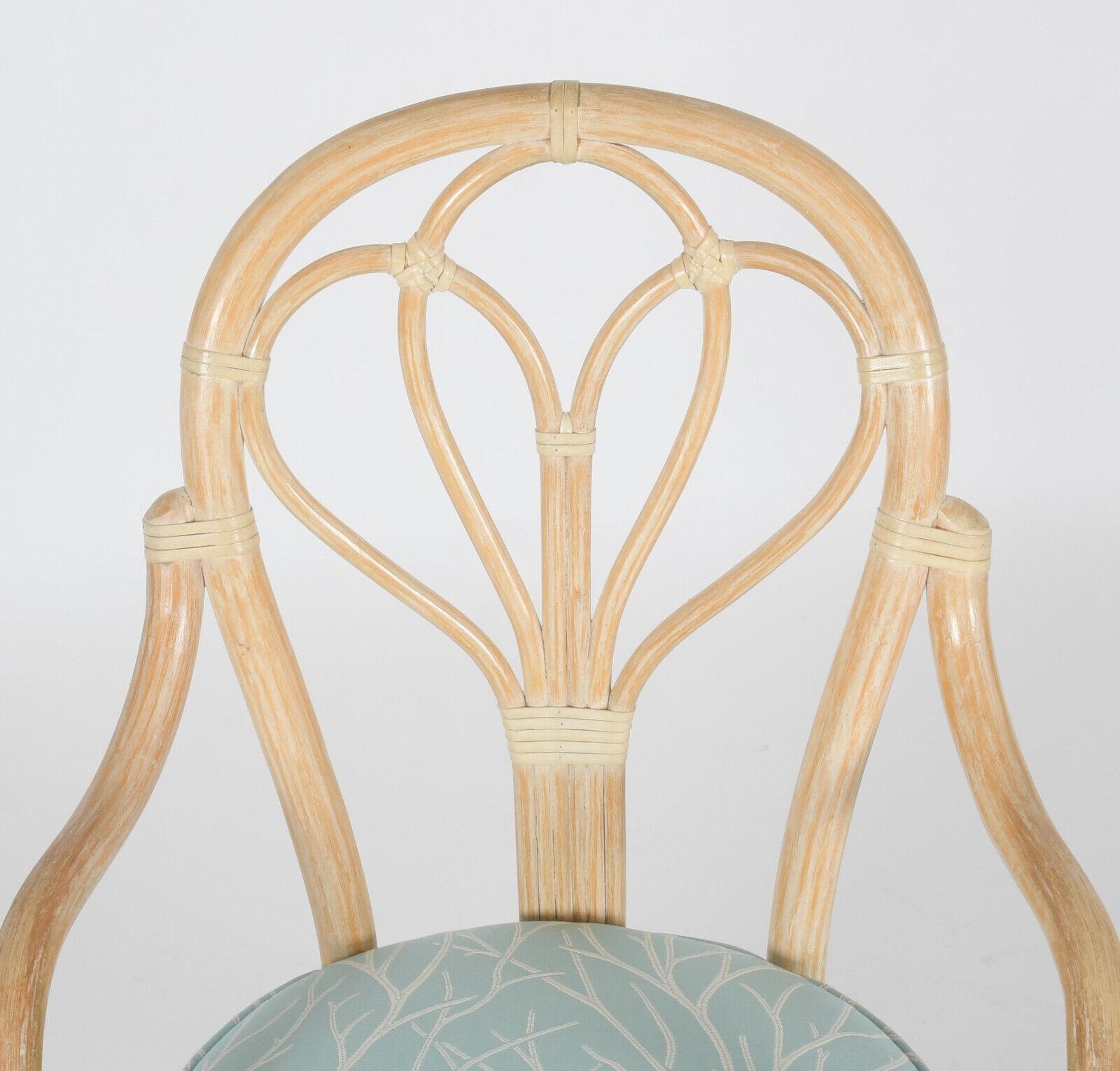 Américain Fauteuils de salle à manger McGuire Bent Rattan Looping Back, un ensemble de quatre en vente