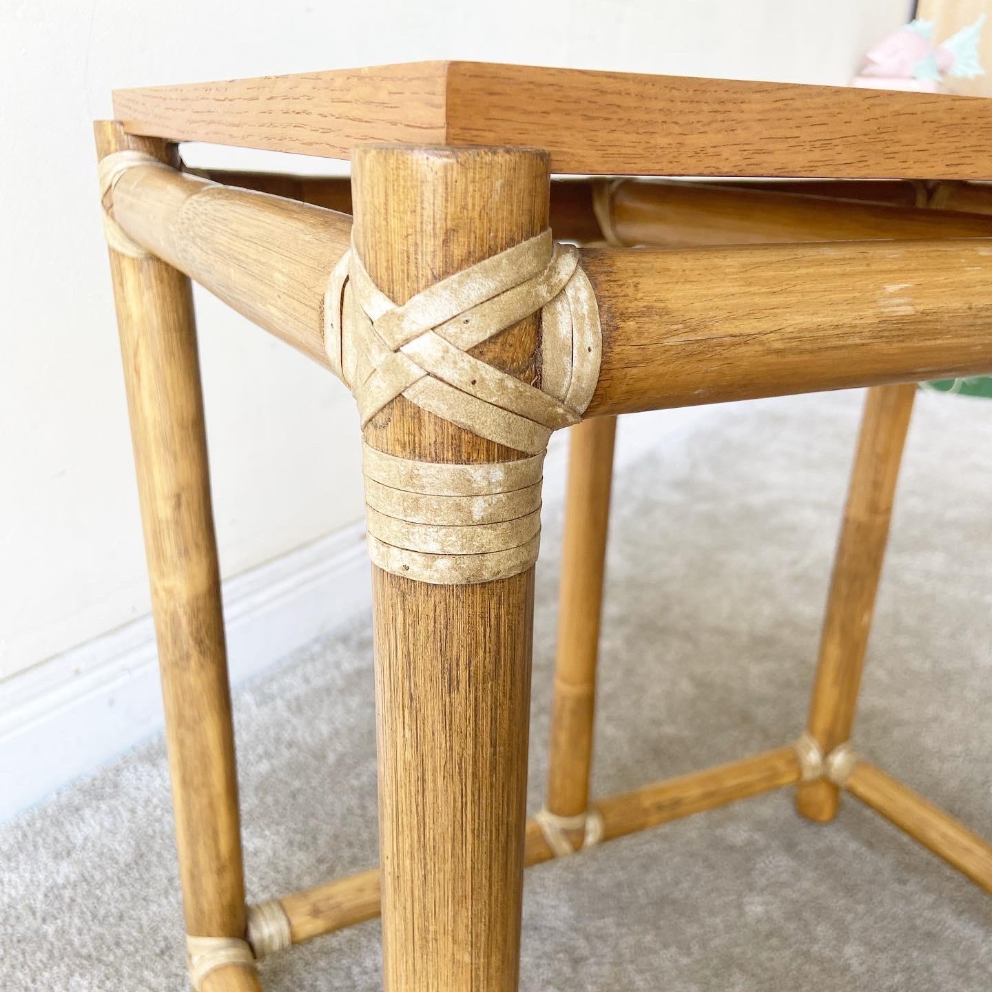 Late 20th Century McGuire Boho Chic Bamboo Nesting Tables, Set of 3 For Sale