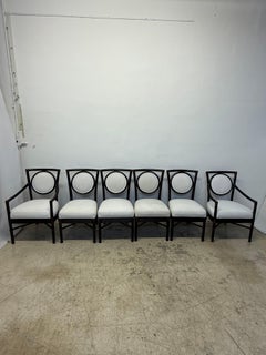 McGuire Brown Bamboo and Leather Dining Chairs - Set of Six