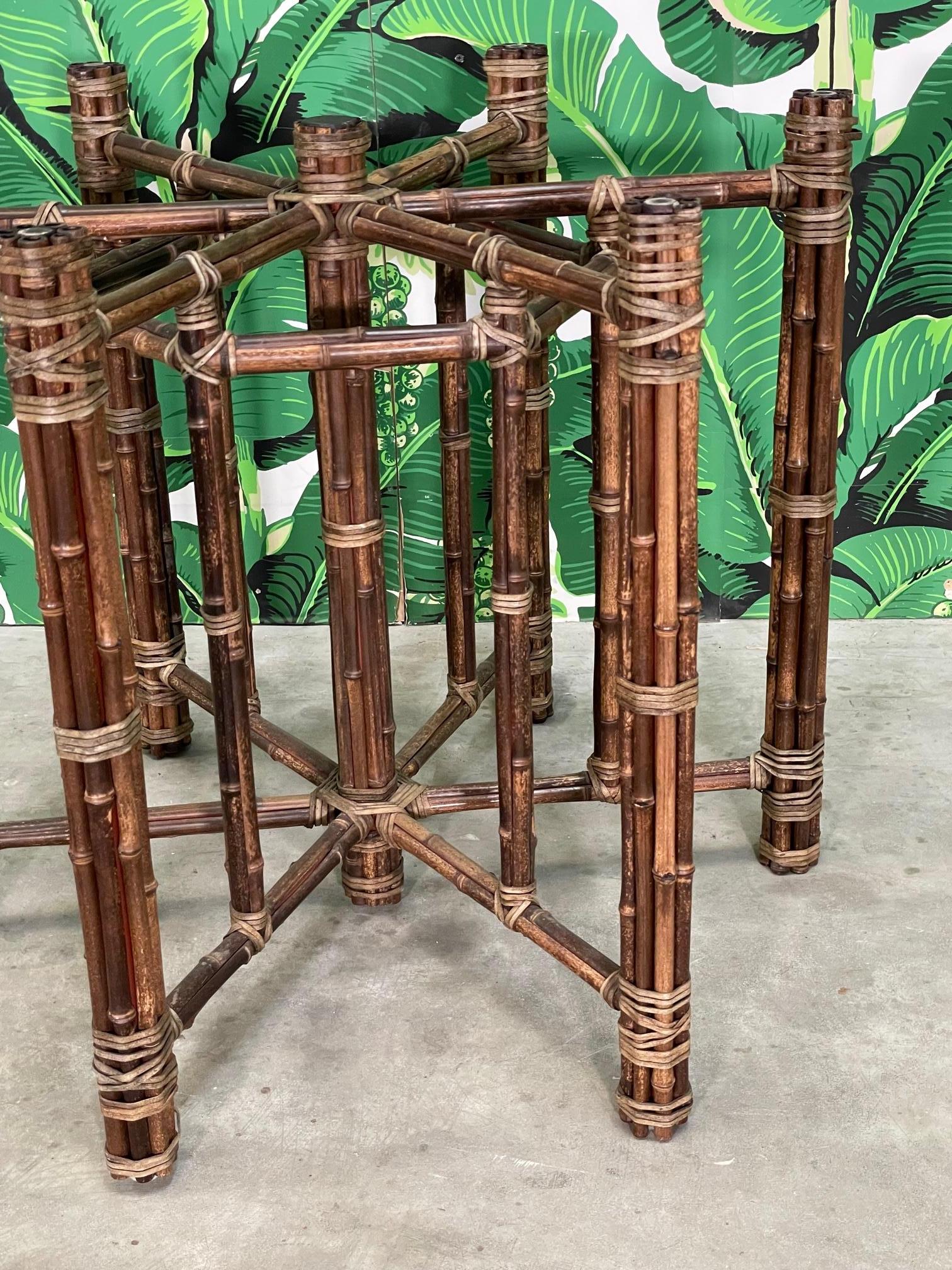 McGuire Bundled Bamboo Hexagonal Dining Table Base In Good Condition For Sale In Jacksonville, FL