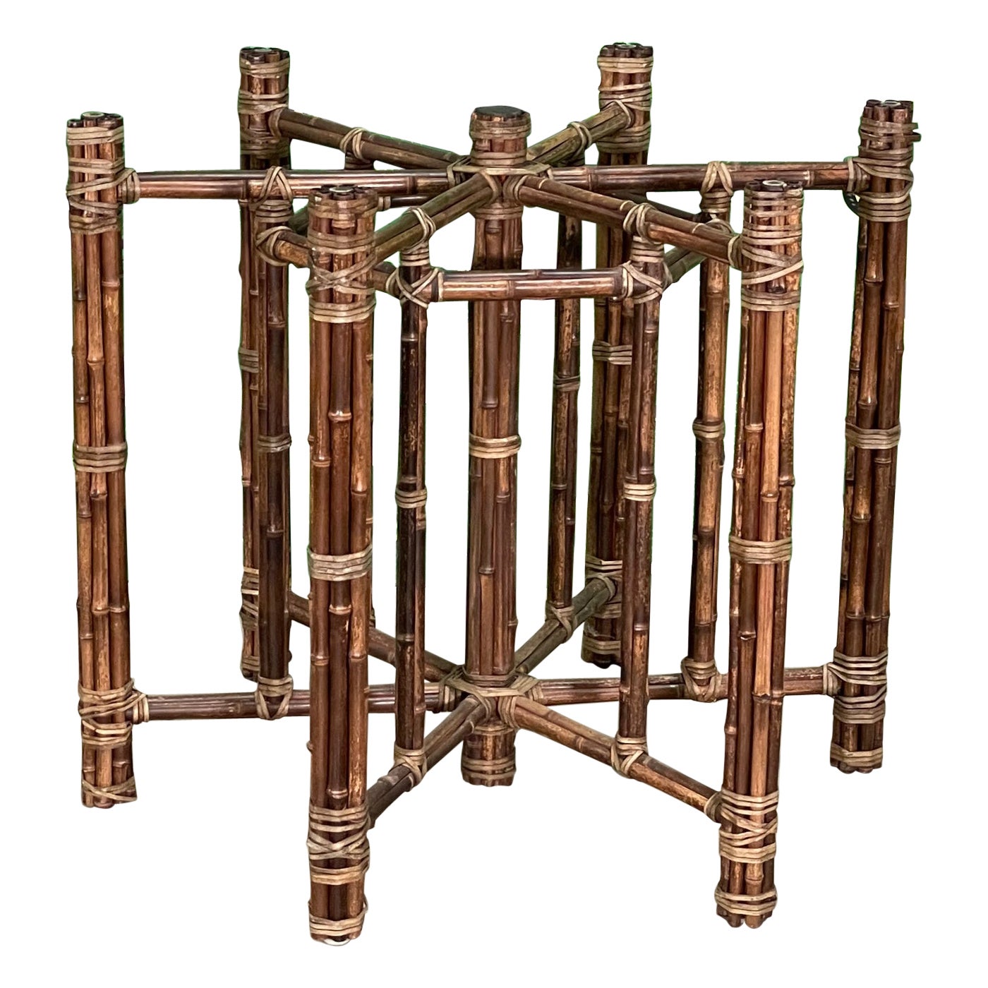 McGuire Bundled Bamboo Hexagonal Dining Table Base For Sale