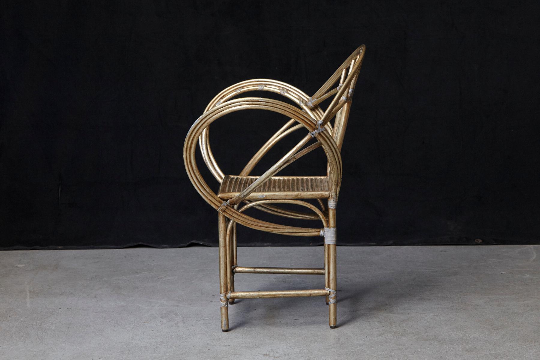 McGuire Butterfly Chair, M-131 in Gold Tone Finish In Good Condition In Pau, FR