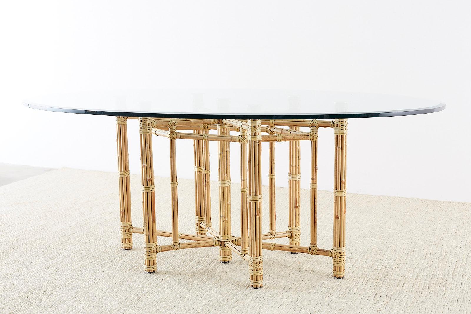 McGuire California Modern Bamboo Rattan Oval Dining Table 6