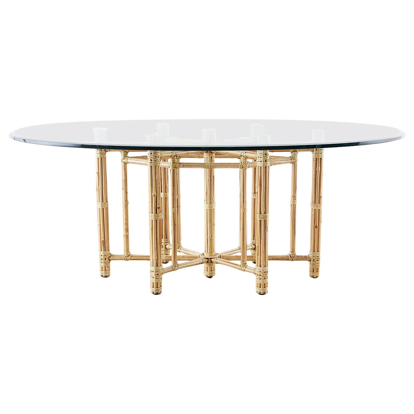 McGuire California Modern Bamboo Rattan Oval Dining Table