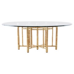 McGuire California Modern Bamboo Rattan Oval Dining Table