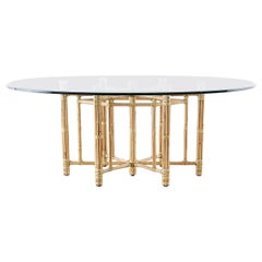 McGuire California Modern Bamboo Rattan Oval Dining Table