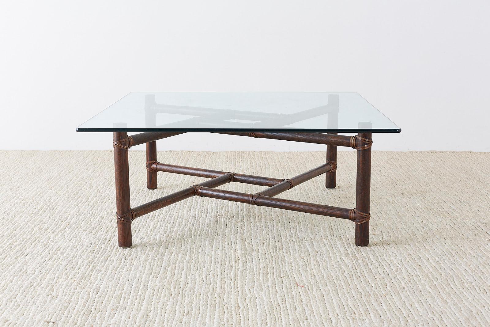 Hand-Crafted McGuire California Modern Bamboo Rattan Square Cocktail Table