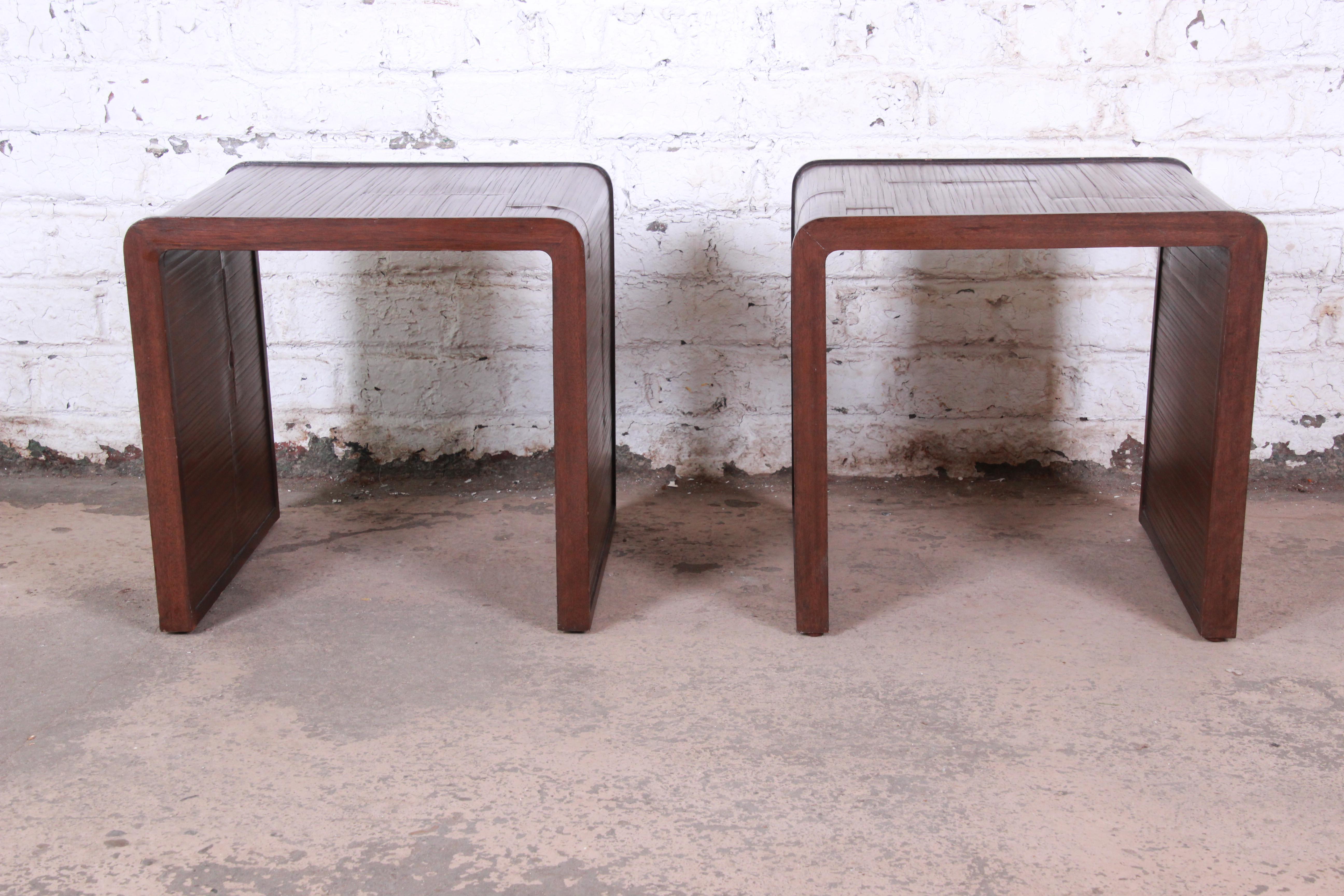 20th Century McGuire California Modern Faux Bamboo End Tables, Pair