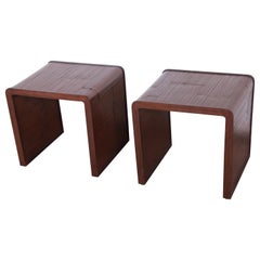 McGuire California Modern Faux Bamboo End Tables, Pair