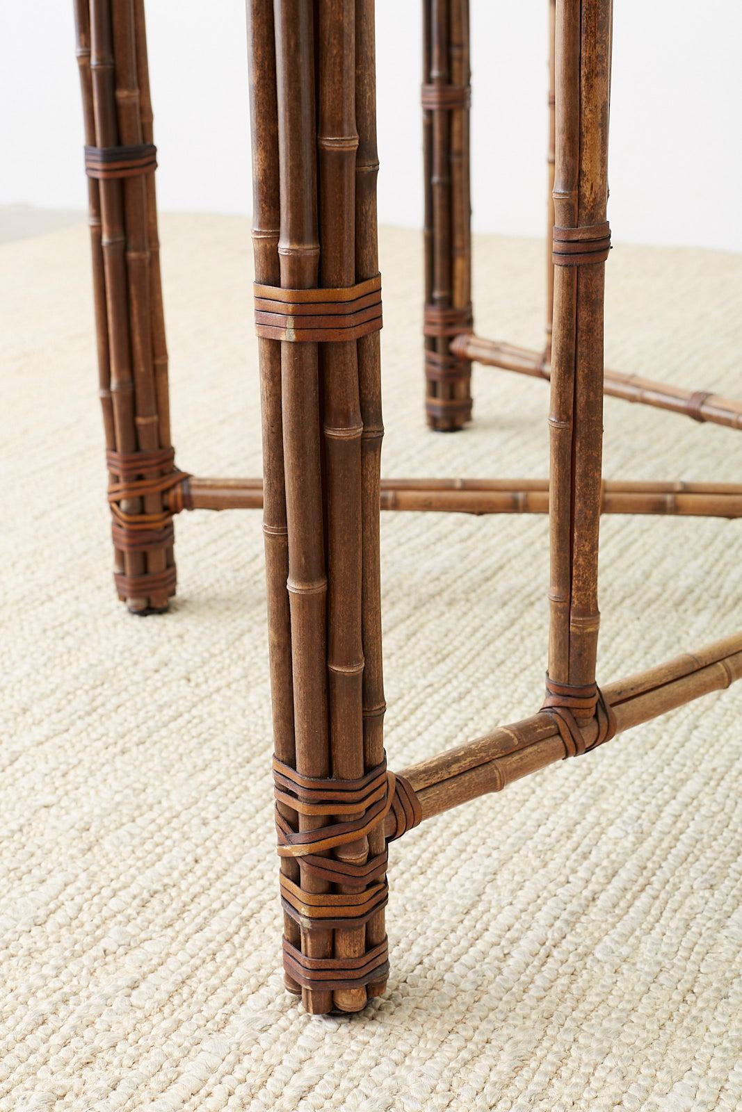 McGuire California Modern Octagonal Bamboo Rattan Dining Table 2