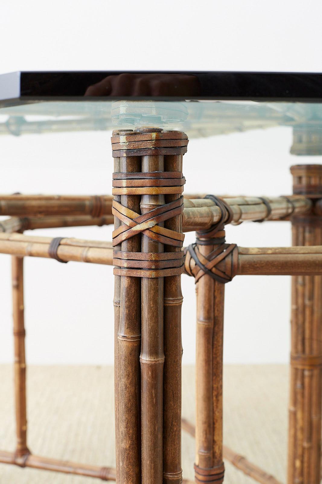 American McGuire California Modern Octagonal Bamboo Rattan Dining Table