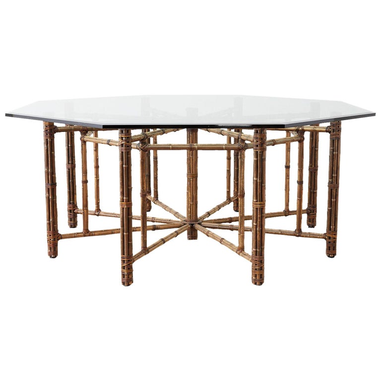 McGuire California Modern Octagonal Bamboo Rattan Dining Table at 1stDibs