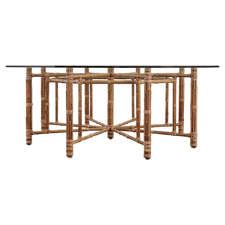 Octagonal Rattan Table McGuire California Modern Octagonal Bamboo Rattan Dining Table at 1stDibs