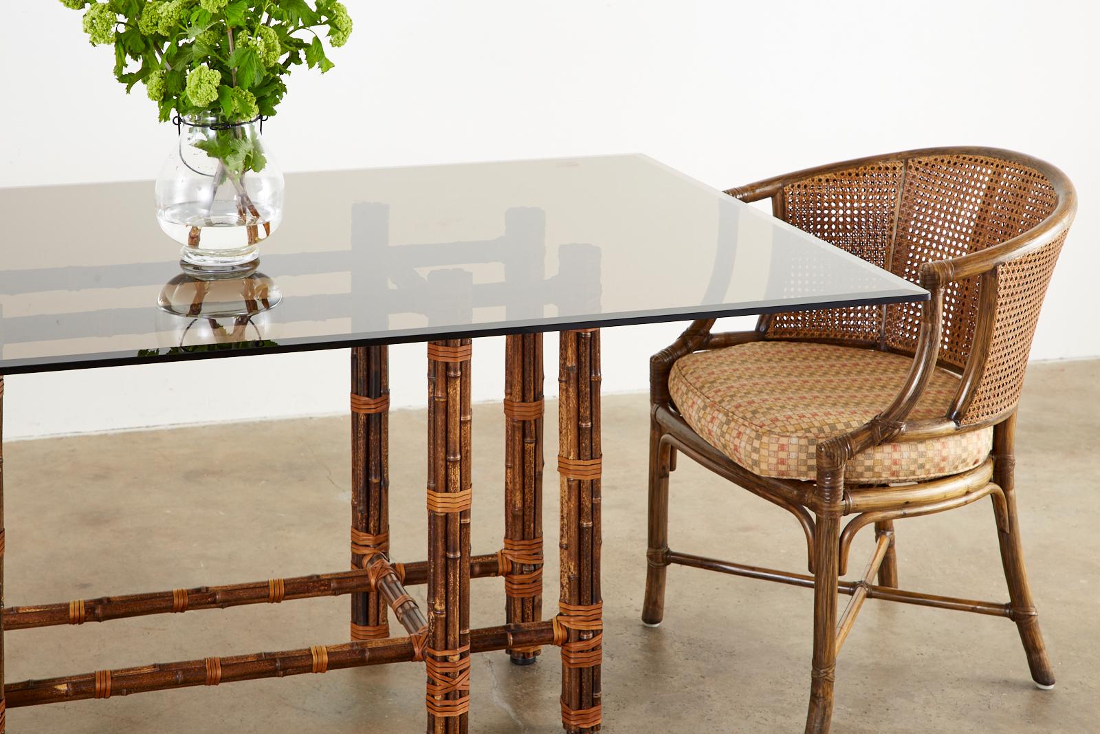 McGuire California Modern Rectangular Bamboo Rattan Dining Table In Good Condition In Rio Vista, CA