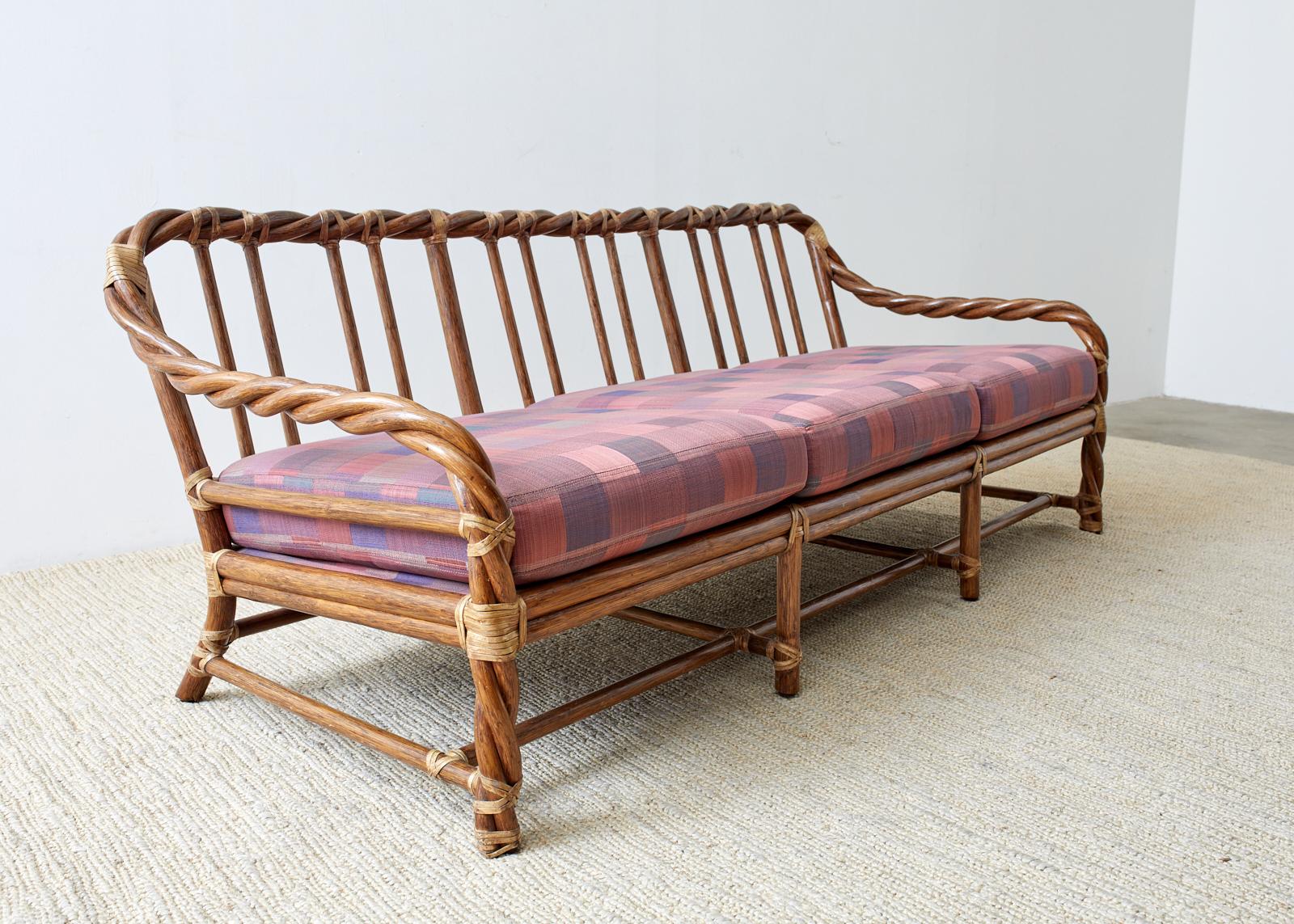 American McGuire California Organic Modern Twisted Rattan Sofa