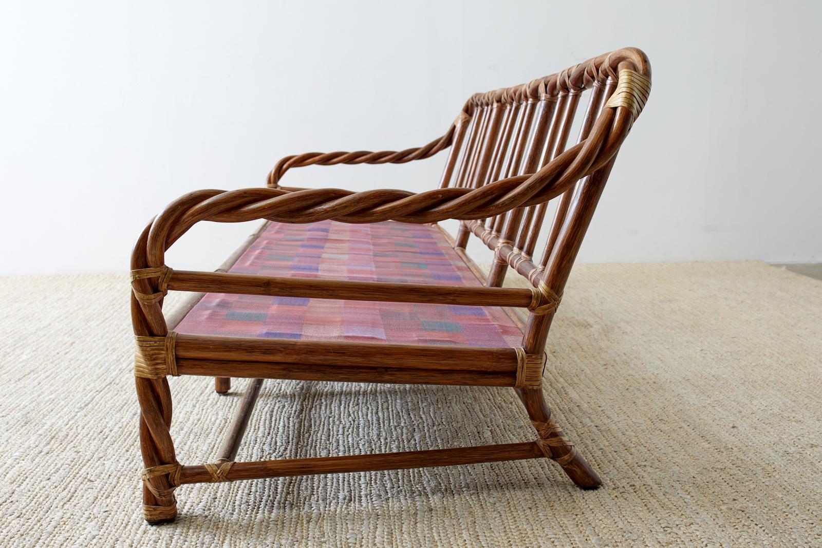 Hand-Crafted McGuire California Organic Modern Twisted Rattan Sofa