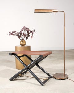 McGuire Campaign Style Lacquered Oak X Form Stool