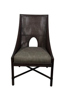 McGuire Caned Arm Chair by Barbara Barry, Rattan & Leather, USA