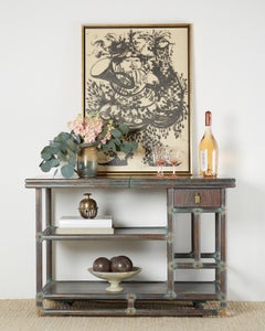 McGuire Cerused Rattan Oak Bar Cart Server Buffet