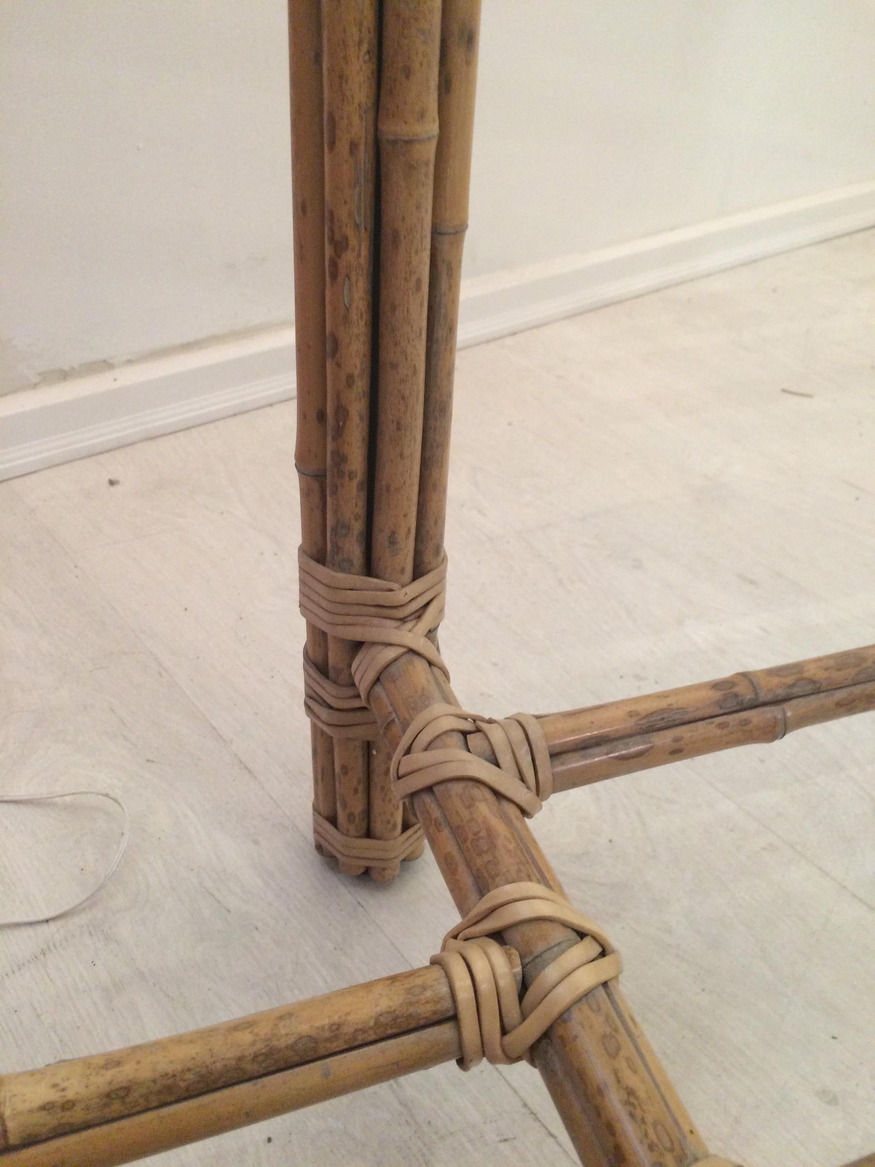 McGuire Console Table Bamboo and Rattan Wrapped With Raw Hide In Good Condition In West Palm Beach, FL