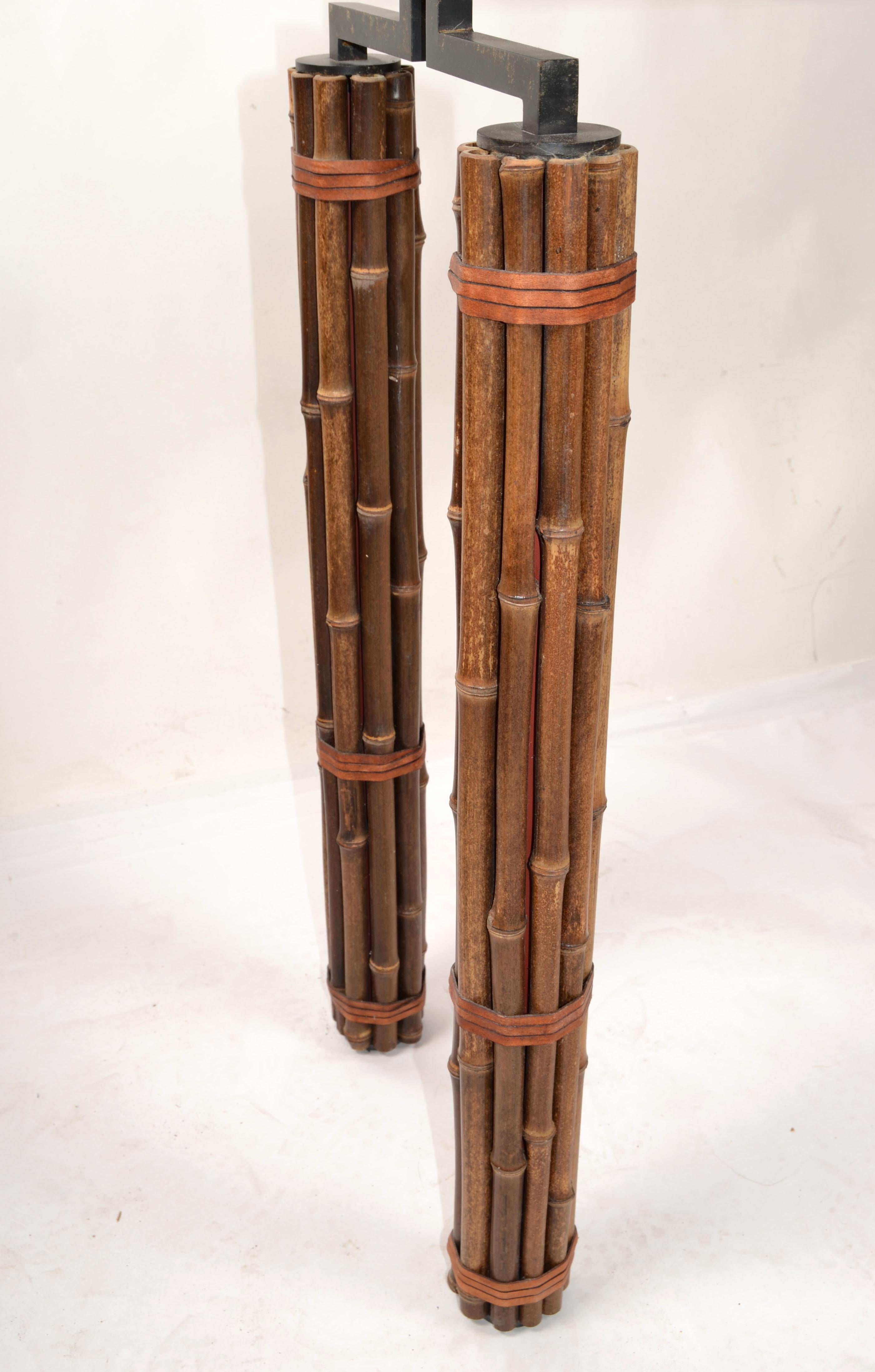 McGuire Console Table Richard Hannum Huxley Collection Faux Bamboo Cherry Wood For Sale 4