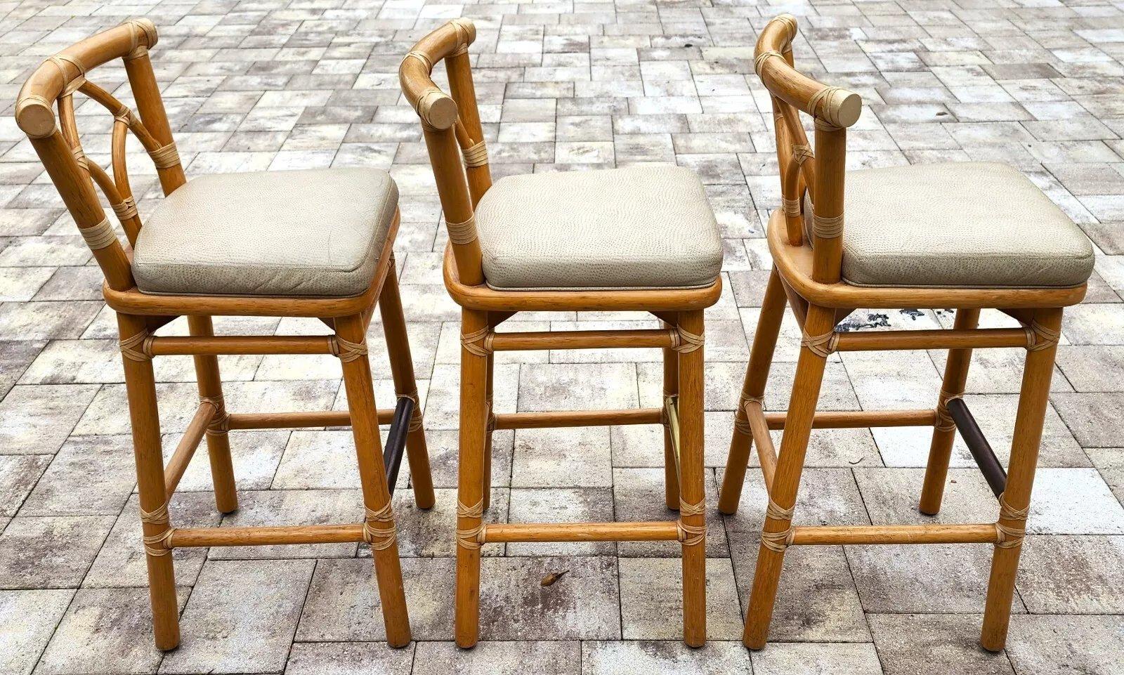 Bohemian McGuire Counter Bar Stools Bamboo For Sale