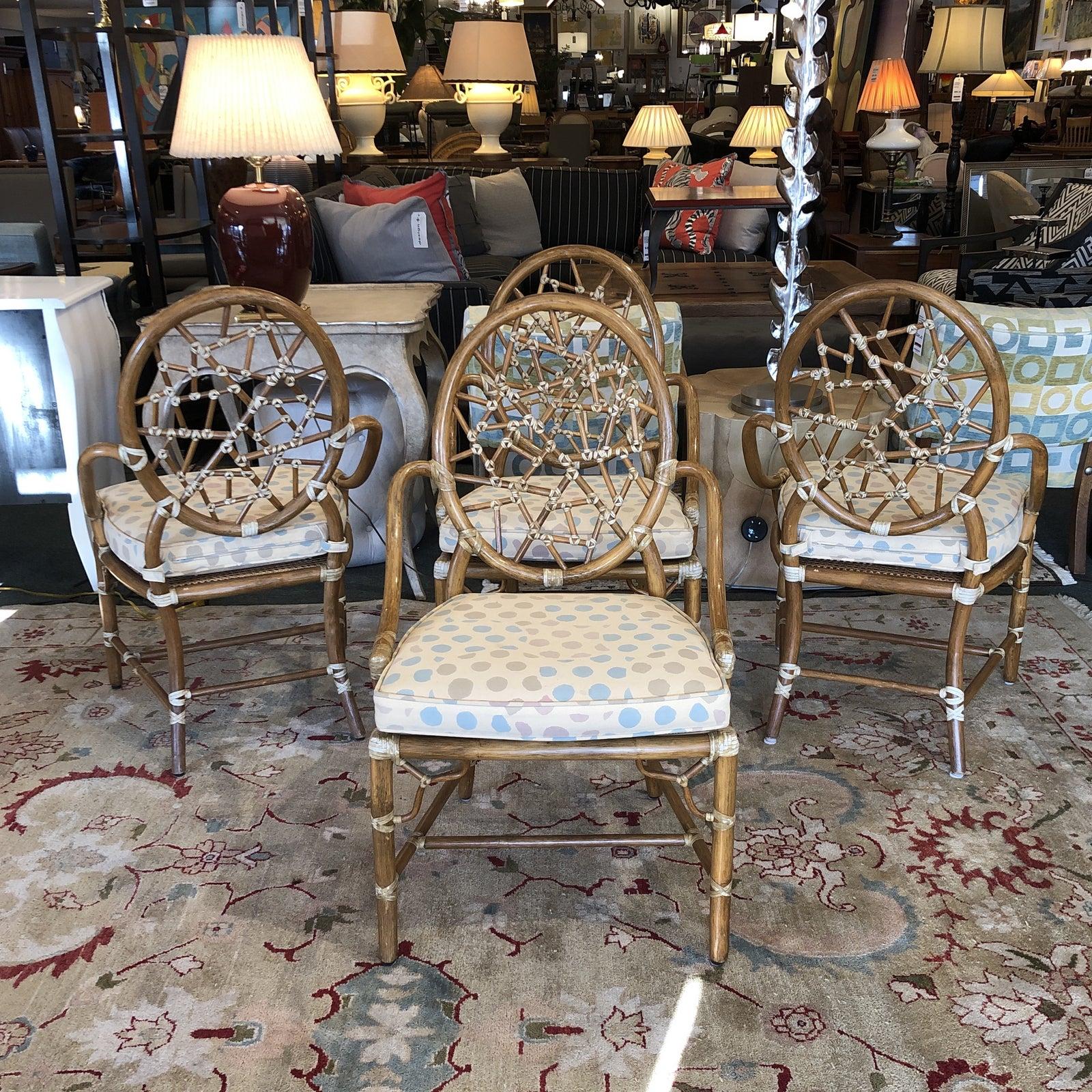 20th Century McGuire Cracked Ice Dining Chairs, Seat of Four For Sale