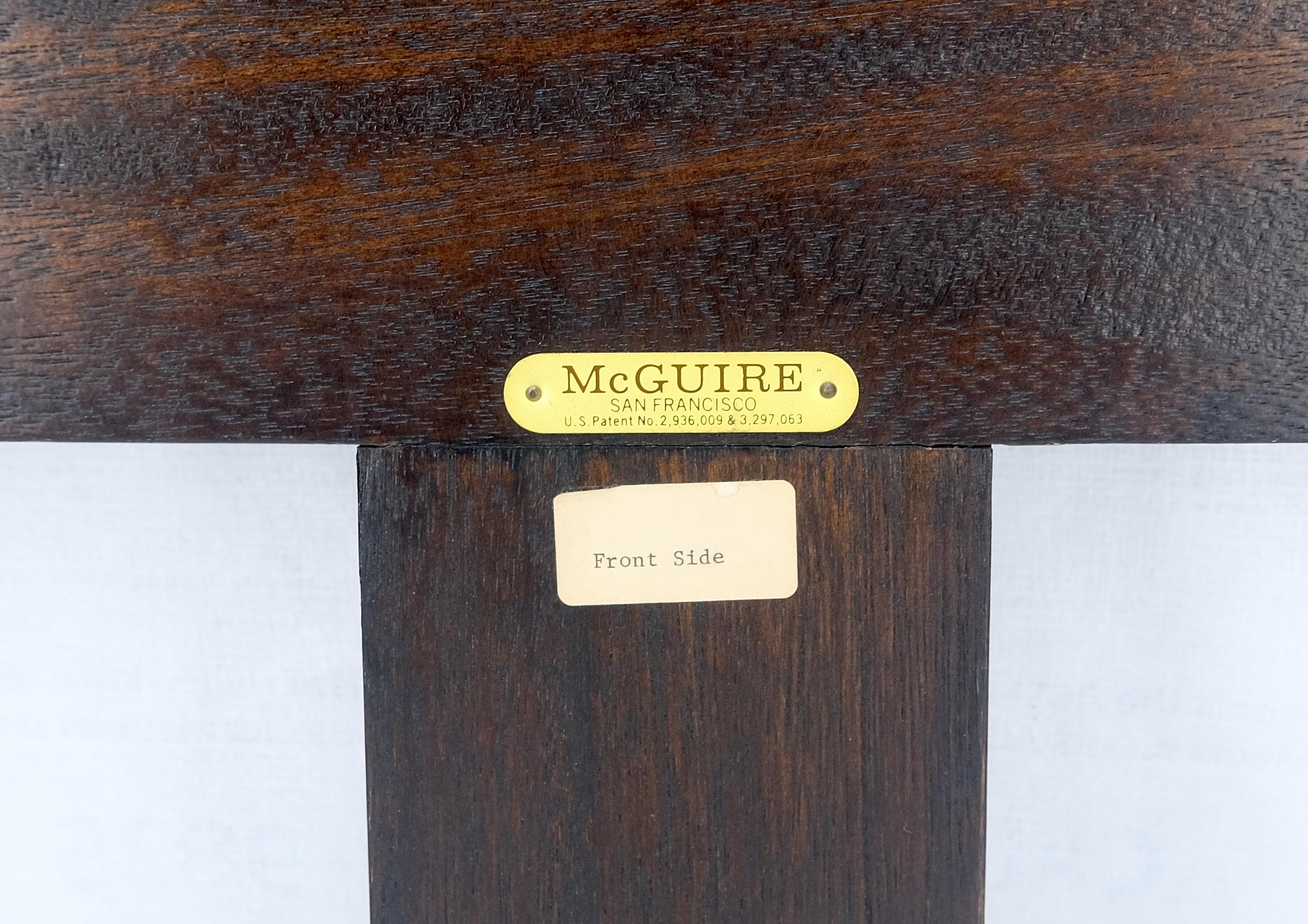 Mid-Century Modern McGuire Dark Bamboo & Ebonized Mahogany Leather King Size Headboard Bed MINT! For Sale