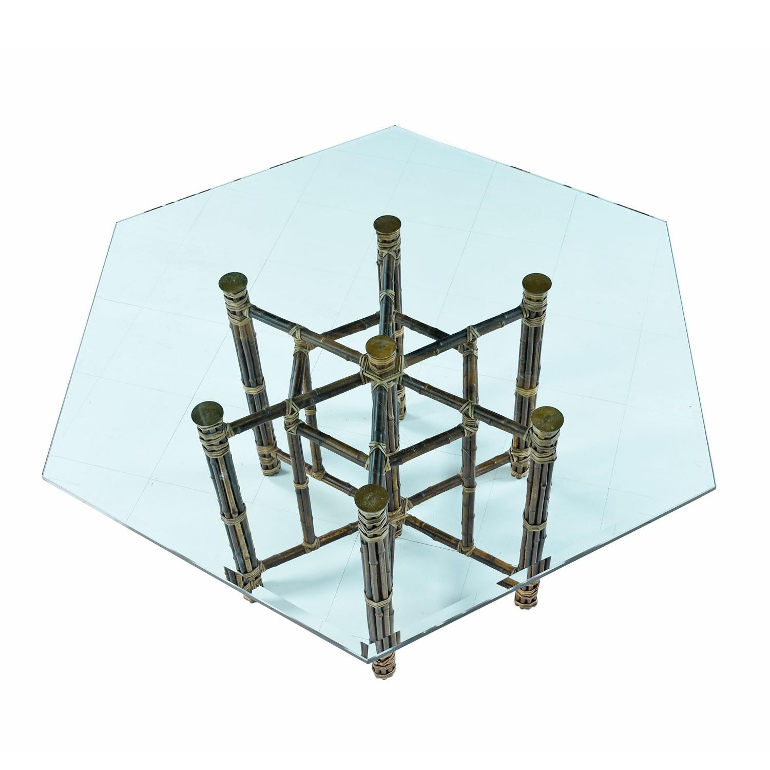 hexagon glass dining table