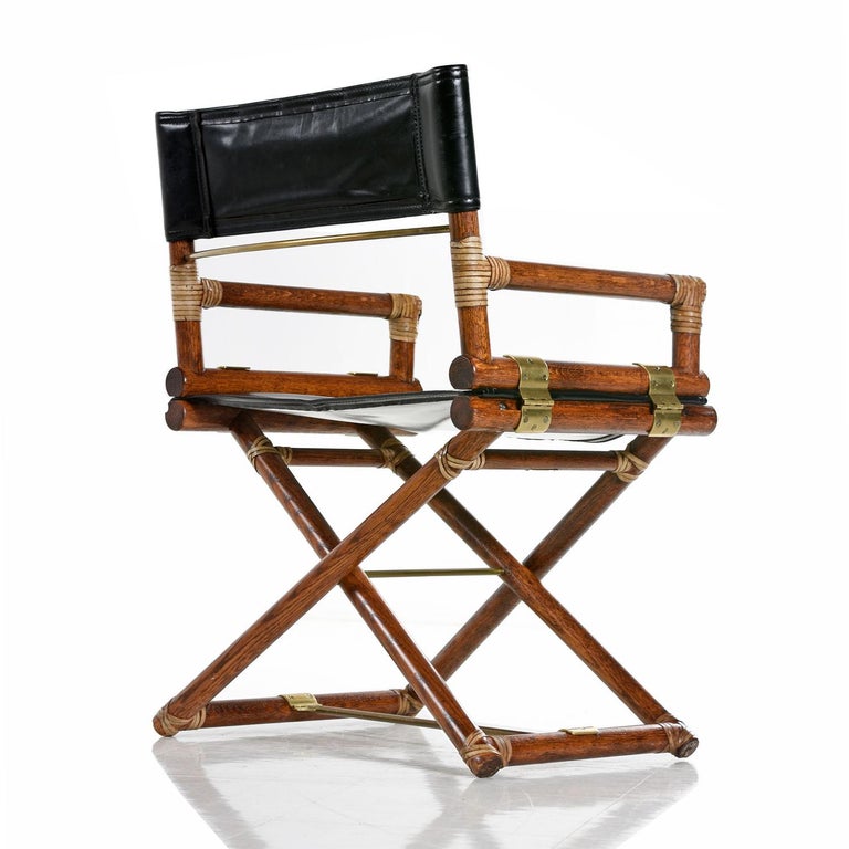 McGuire Director Chair XChair, Vintage Black Leather, Oak
