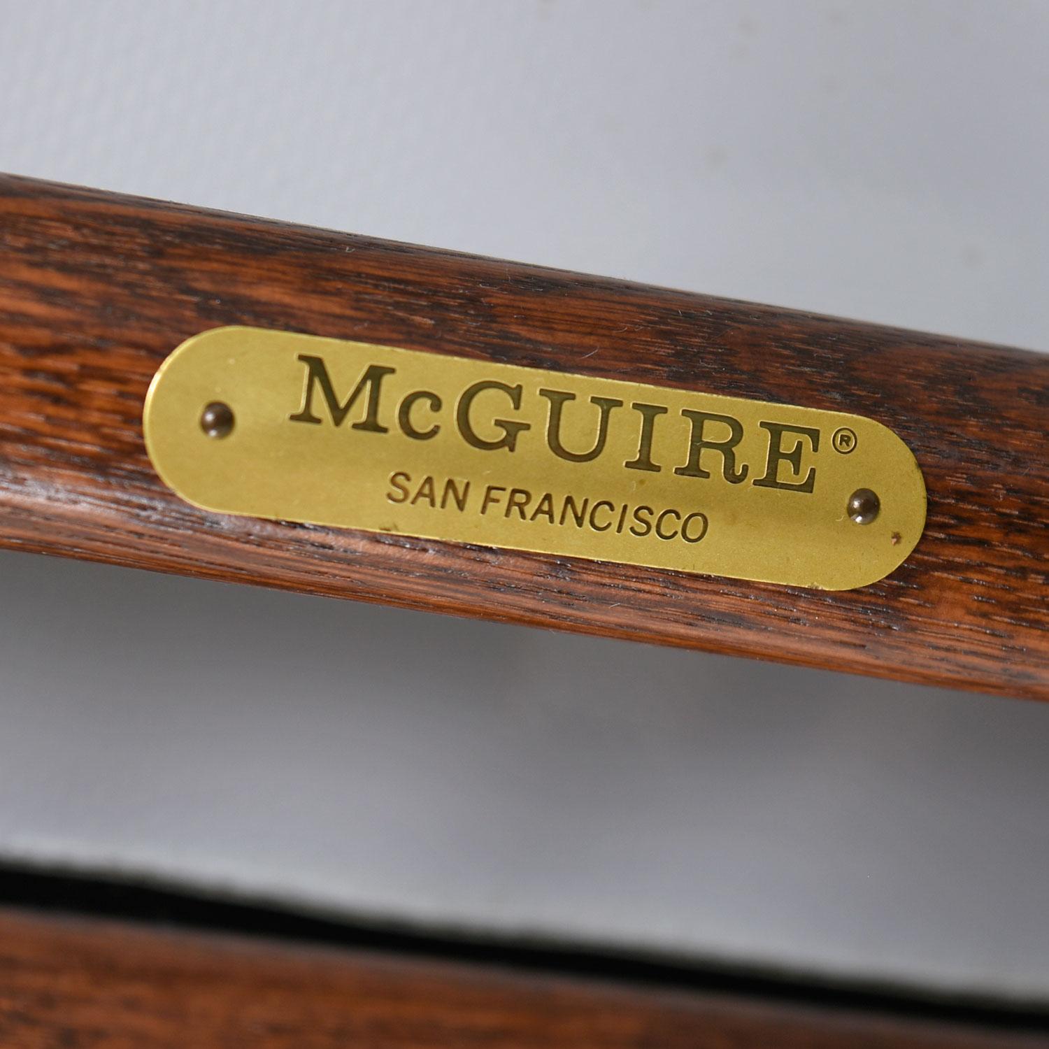 McGuire Director Chair X-Chair, Vintage Black Leather, Oak and Brass In Excellent Condition In Chattanooga, TN