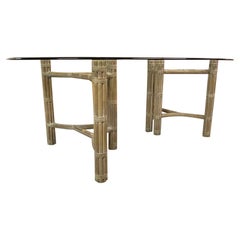 McGuire Double Pedestal Rattan Dining Table