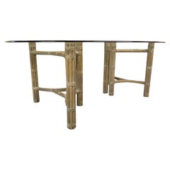 Used McGuire Double Pedestal Rattan Dining Table