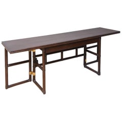 McGuire Extension Dining Table or Console, Chinoiserie Style with Great Hardware