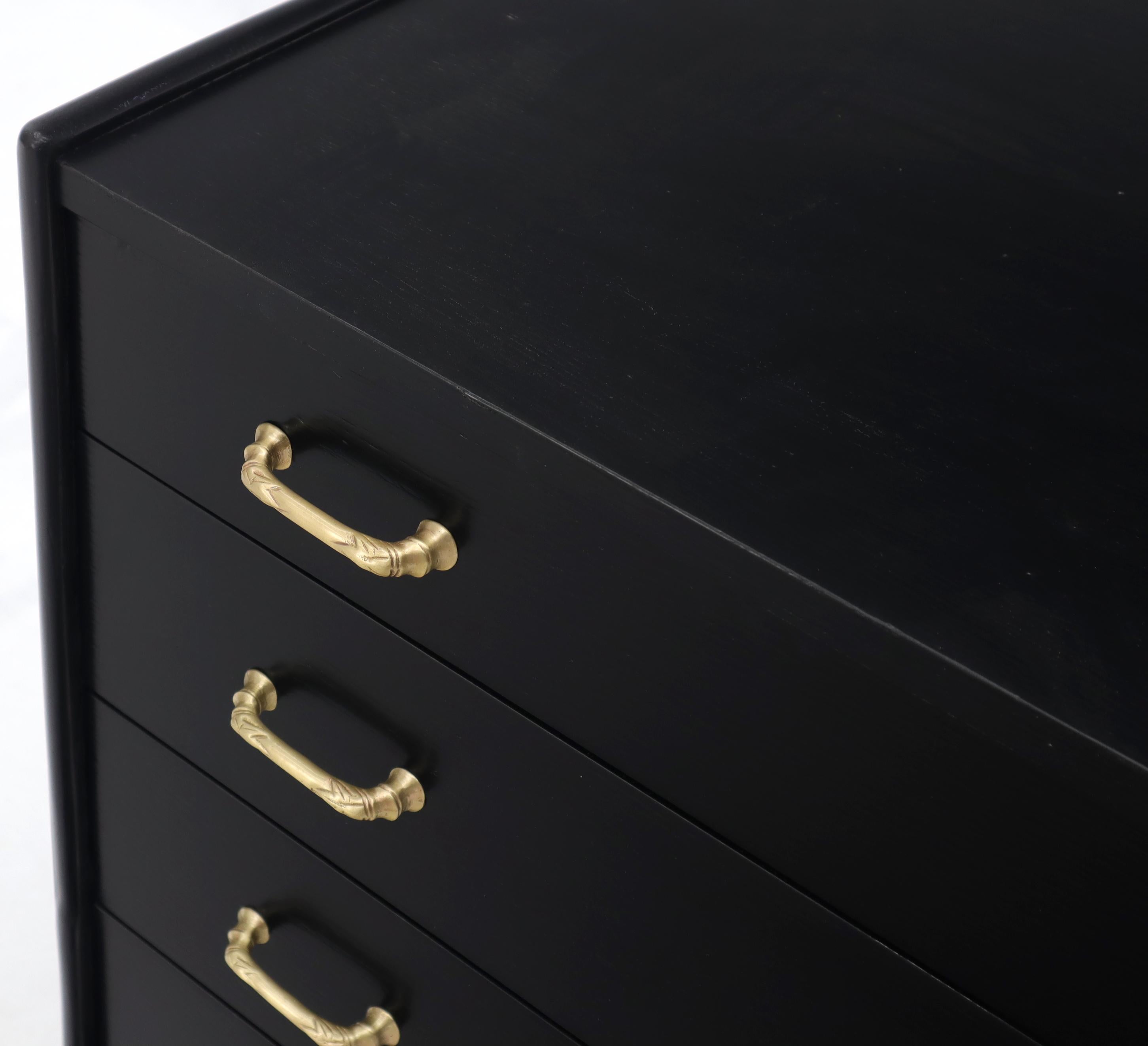 McGuire Faux Bamboo Black Lacquer Four-Drawer Dresser with Cast Brass Pulls 2