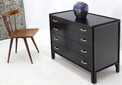 McGuire Faux Bamboo Black Lacquer Four-Drawer Dresser with Cast Brass Pulls
