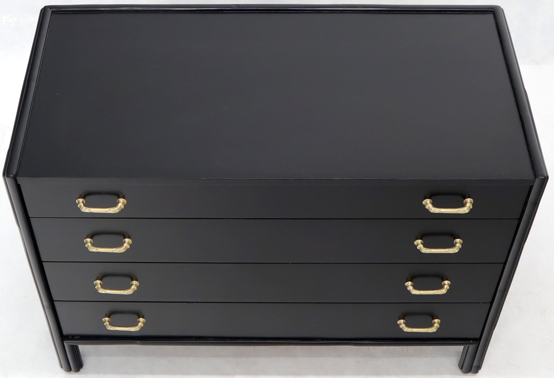 American McGuire Faux Bamboo Black Lacquer Four-Drawer Dresser with Cast Brass Pulls