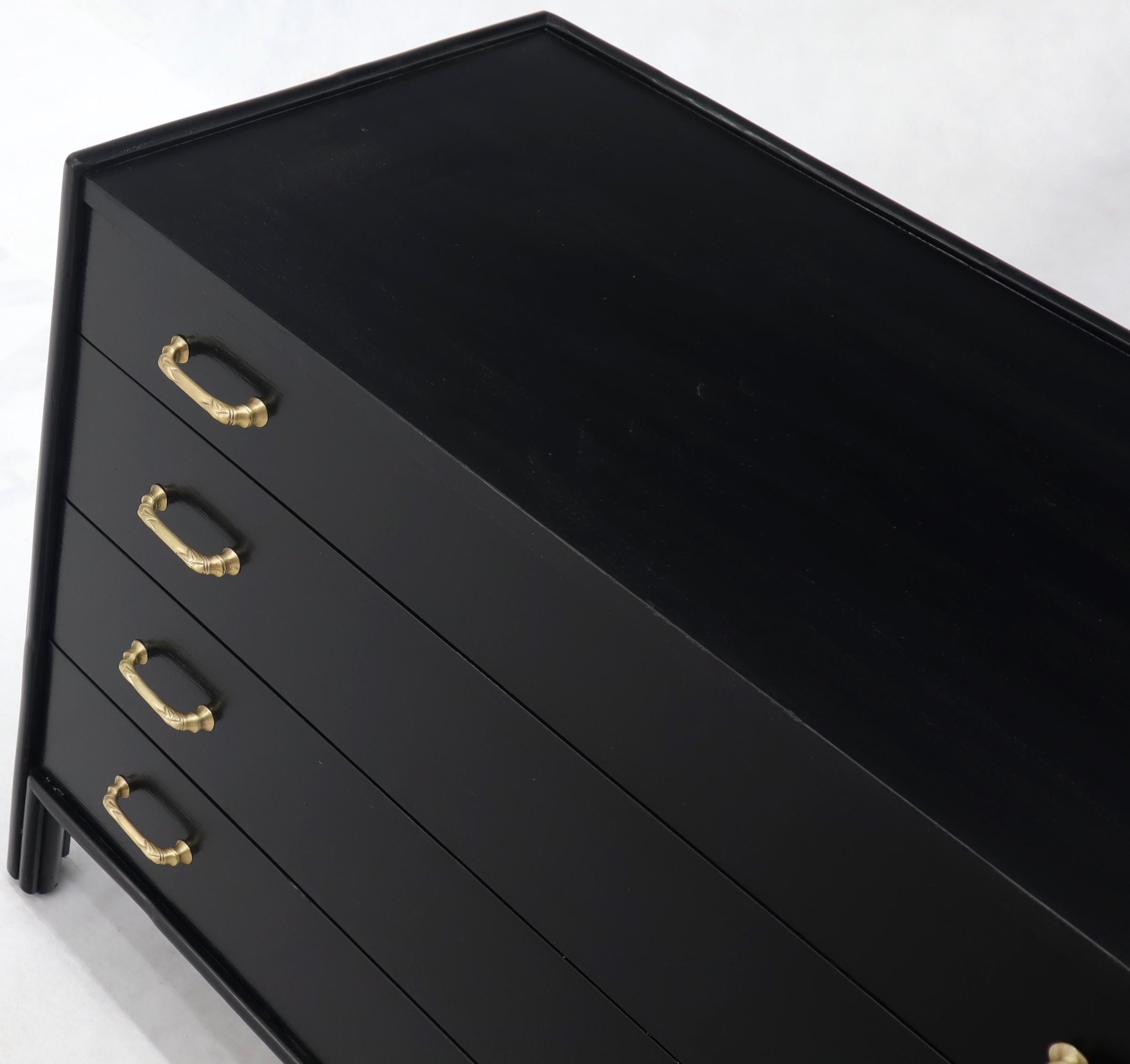 McGuire Faux Bamboo Black Lacquer Four-Drawer Dresser with Cast Brass Pulls In Excellent Condition In Rockaway, NJ